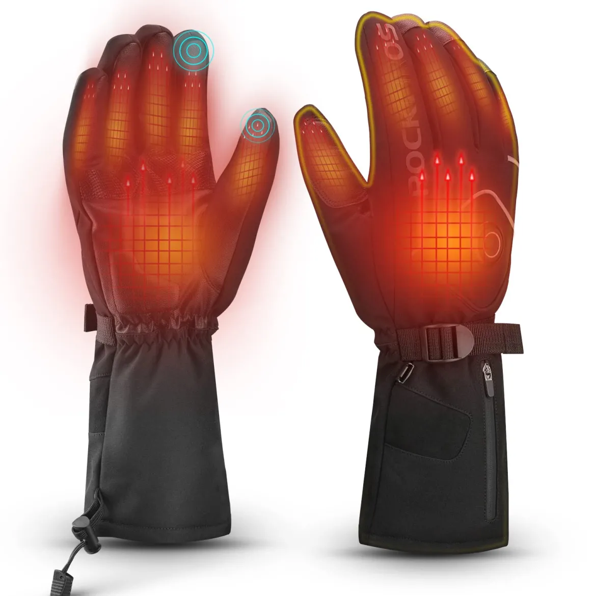 ROCKBROS Heated Gloves, Rechargeable Winter Touchscreen Gloves for Cycling, Skiing, Motorcycling