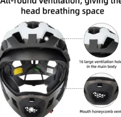ROCKBROS Kids Full Face Bike Helmet Ages 5-14 Anti-Collision Detachable Chin