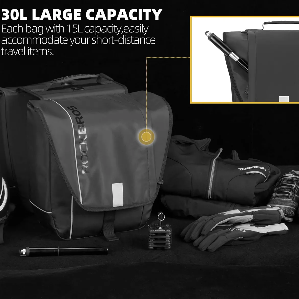 ROCKBROS 30L Bike Rear Rack Panniers Bags for Bicycles Waterproof