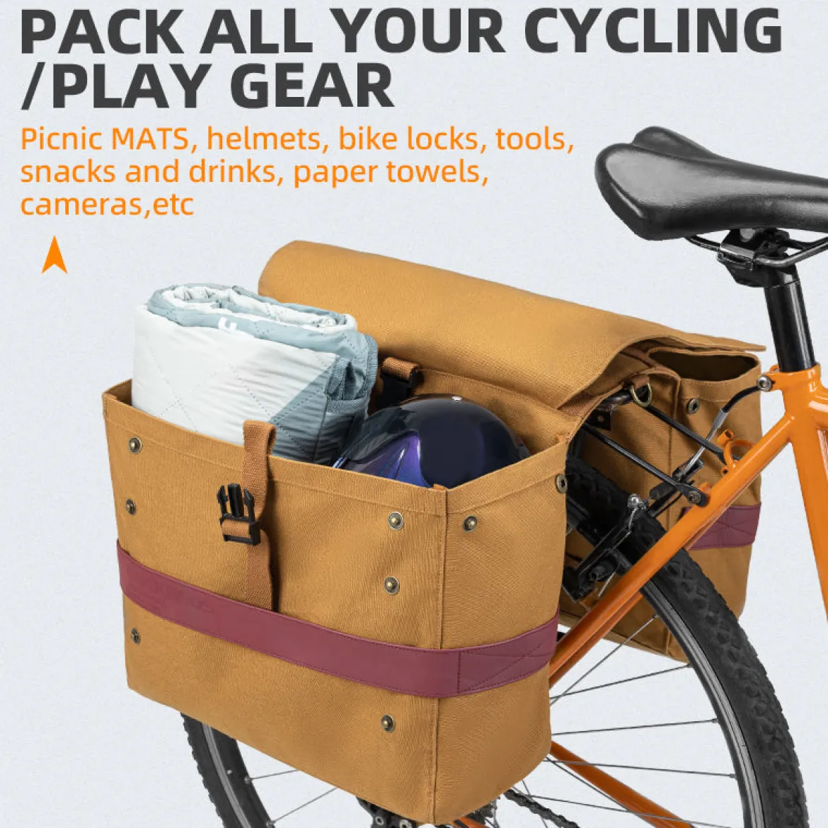 ROCKBROS 27L Expandable Bike Pannier Bag with Shoulder Strap for Various Bikes