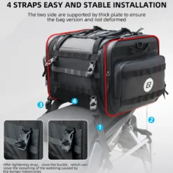 ROCKBROS 50L Expandable Motorcycle Tail Bag with Waterproof Rain Cover