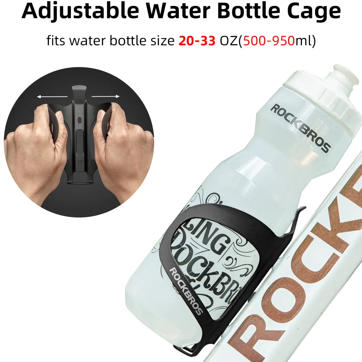 ROCKBROS Lightweight Alloy Aluminum Bike Water Bottle Cage - Secure Hold Bicycle Bottle Bracket