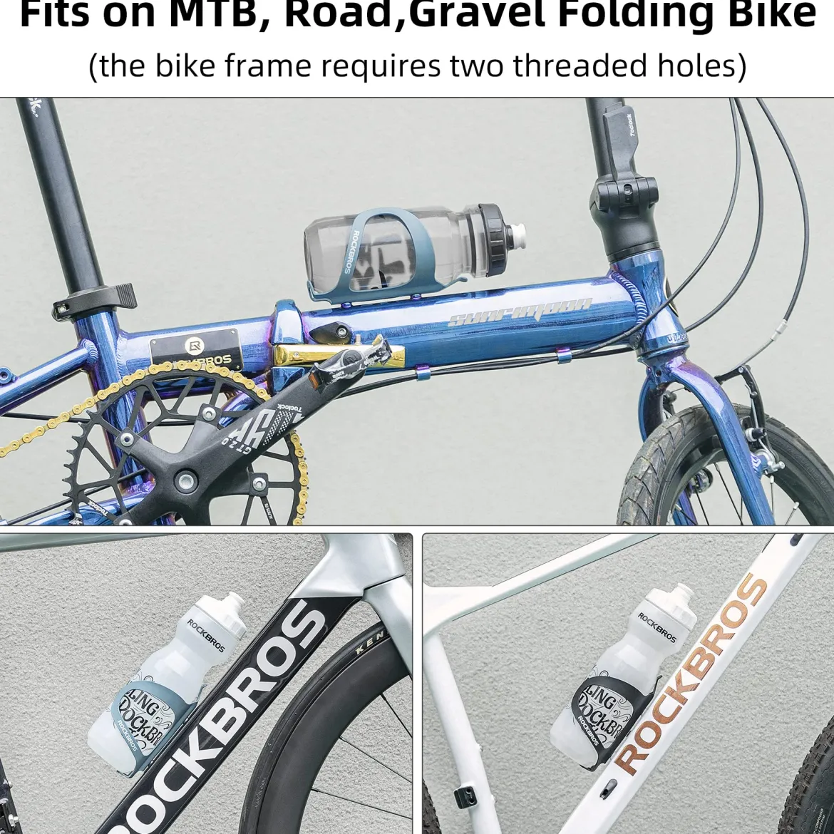 ROCKBROS Lightweight Alloy Aluminum Bike Water Bottle Cage - Secure Hold Bicycle Bottle Bracket