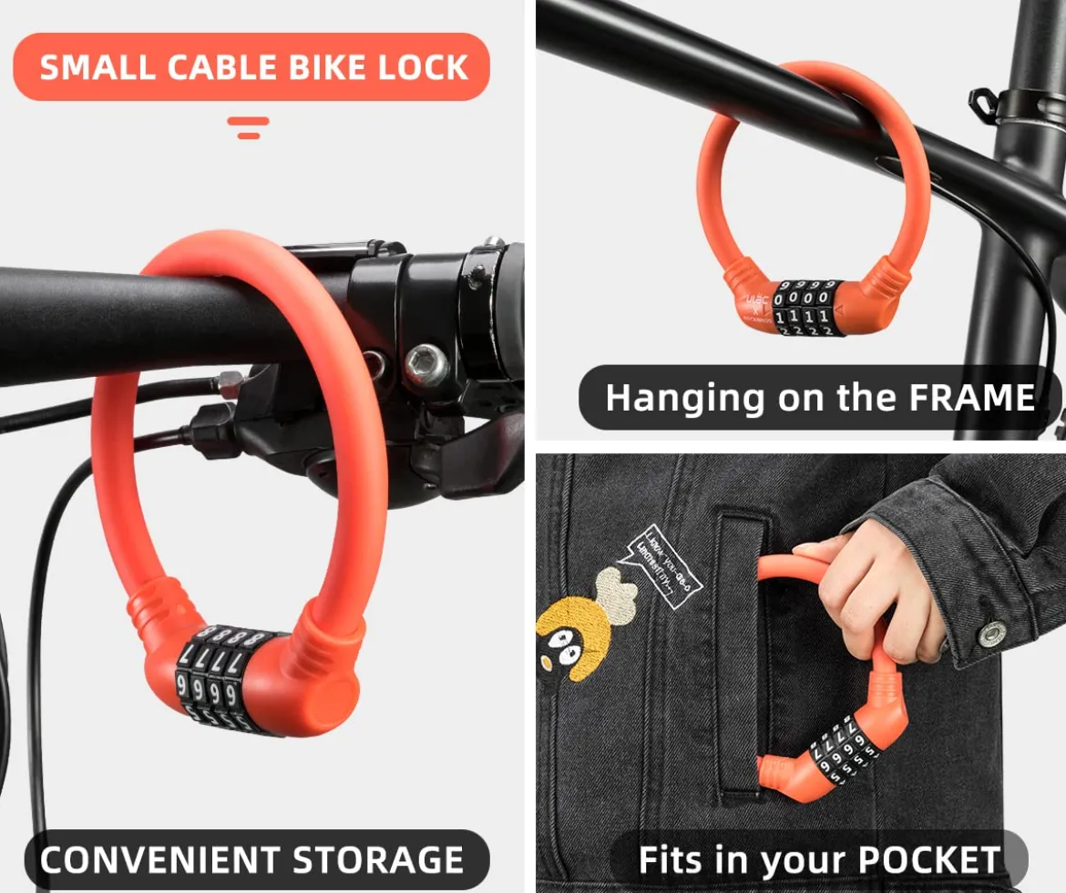 ROCKBROS Lightweight Bike Lock Cable 12MM Anti-Theft Combination Lock