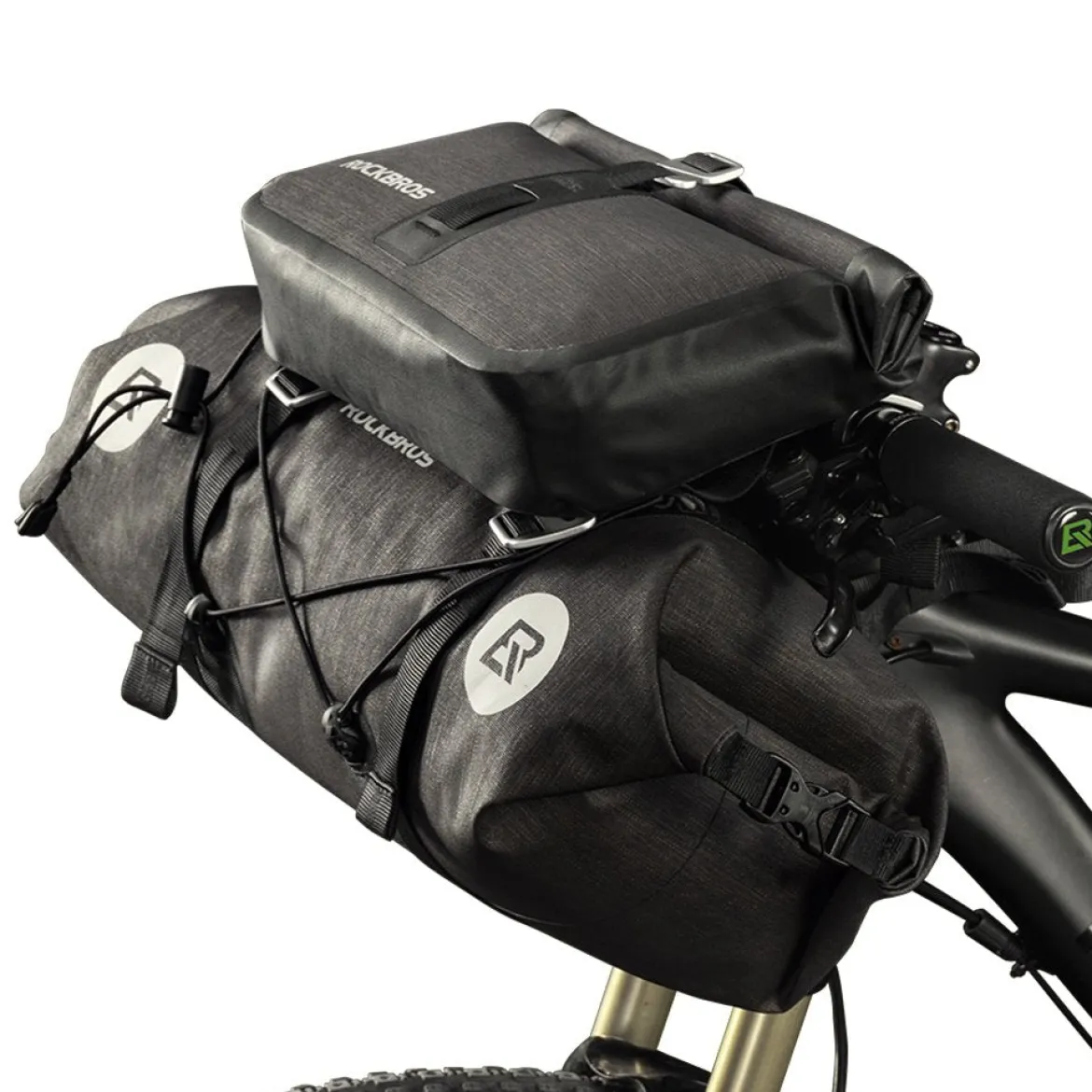 ROCKBROS 12L-20L Waterproof Bikepacking Handlebar Bags with 2 Dry Packs for Bikes