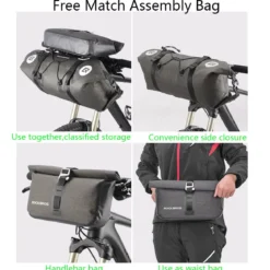 ROCKBROS 12L-20L Waterproof Bikepacking Handlebar Bags with 2 Dry Packs for Bikes