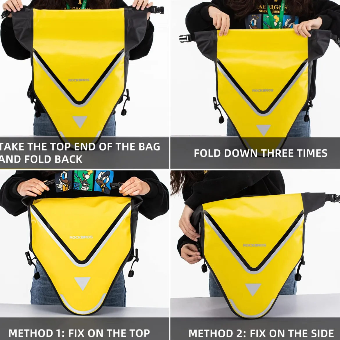ROCKBROS 20L Triangle Waterproof Bike Rear Rack Pannier Bag for Grocery Touring Cycling
