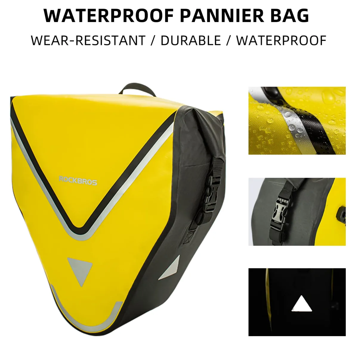 ROCKBROS 20L Triangle Waterproof Bike Rear Rack Pannier Bag for Grocery Touring Cycling