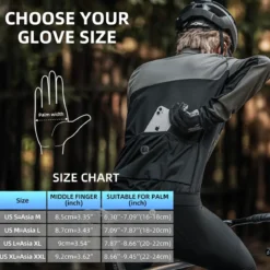 ROCKBROS Men's Mountain Bike Gloves Touch Screen Anti-Slip Full Finger MTB Gloves
