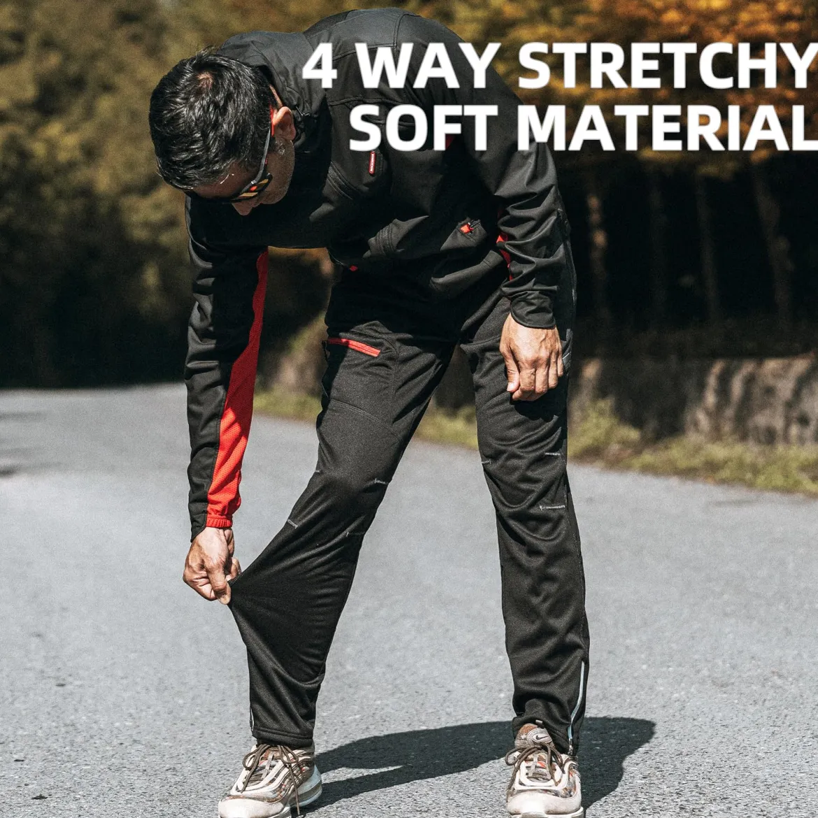 ROCKBROS Men's Windproof Thermal Cycling Pants - Winter Fleece for Biking, Running, Hiking