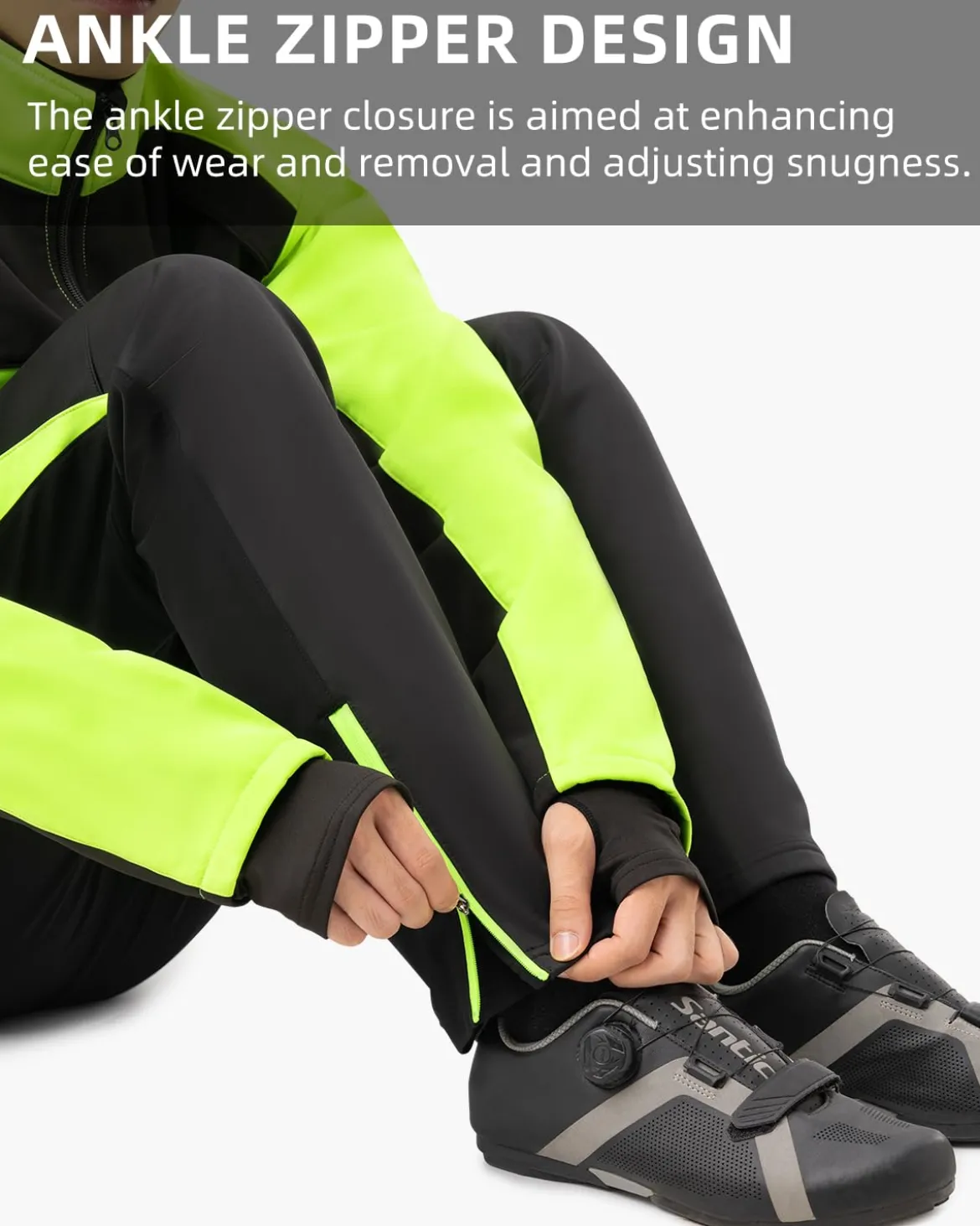 ROCKBROS Men’s Windproof Winter Cycling Pants warmth fleece-lined for outdoor hiking