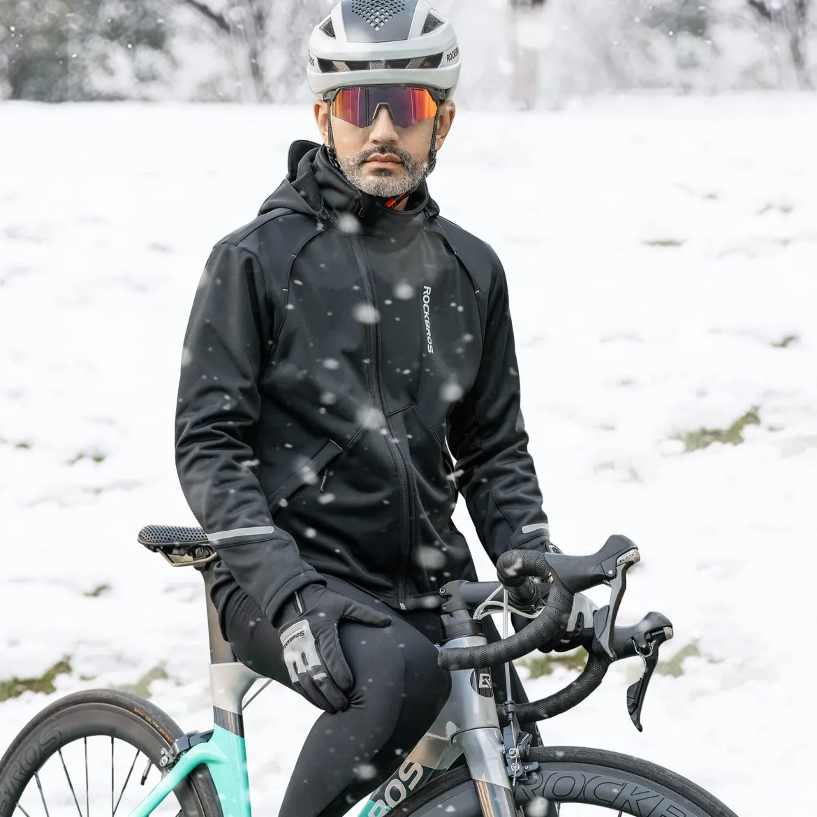 ROCKBROS Men's Winter Cycling Jacket for 5–32°F Thermal Windproof for Biking, Running, Hiking