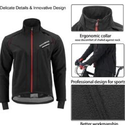 ROCKBROS Men's Winter Cycling Jacket for 5–32°F Thermal Windproof for Biking, Running, Hiking