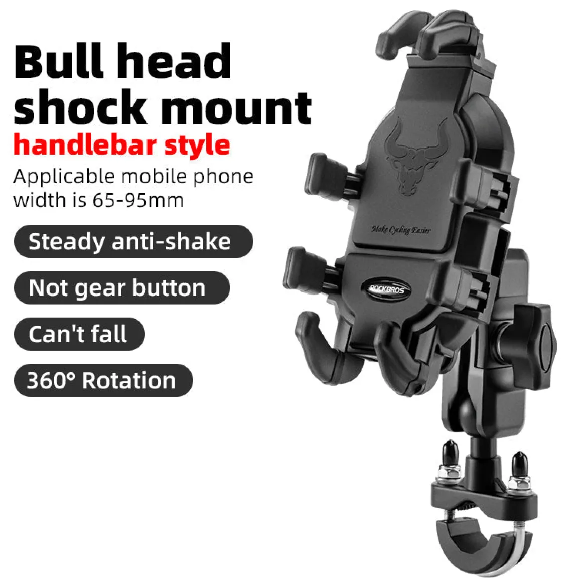 ROCKBROS Metal Bicycle Phone Holder - Universal Shockproof Mount