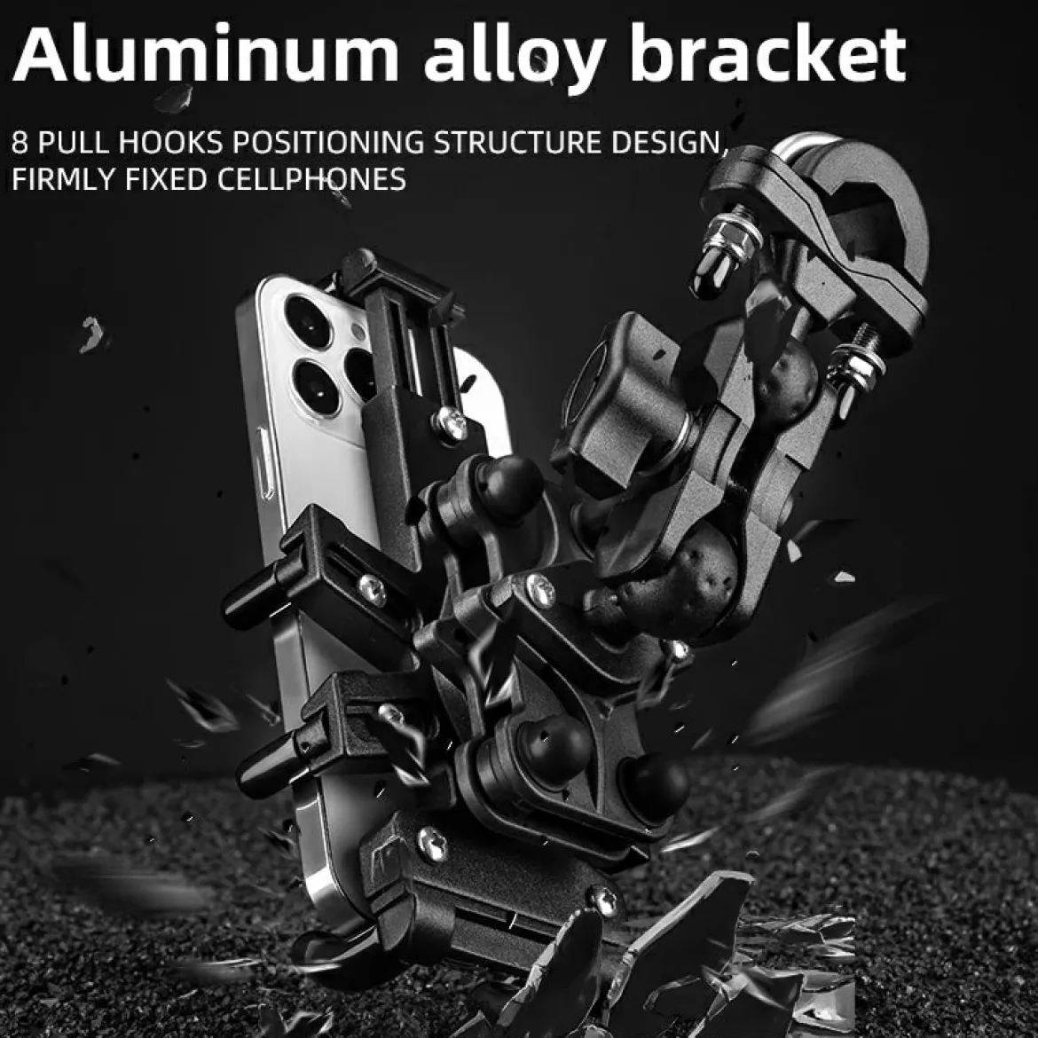 ROCKBROS Motorcycle ATV Adjustable Phone Holder with Vibration Dampener for 4.7-7.1" Phones