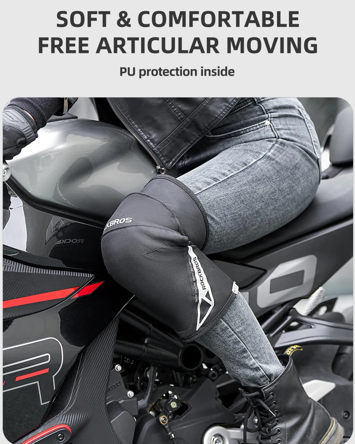 ROCKBROS Motorcycle Knee Pad Winter Leg Warmer with EVA Protector, Windproof for Skiing