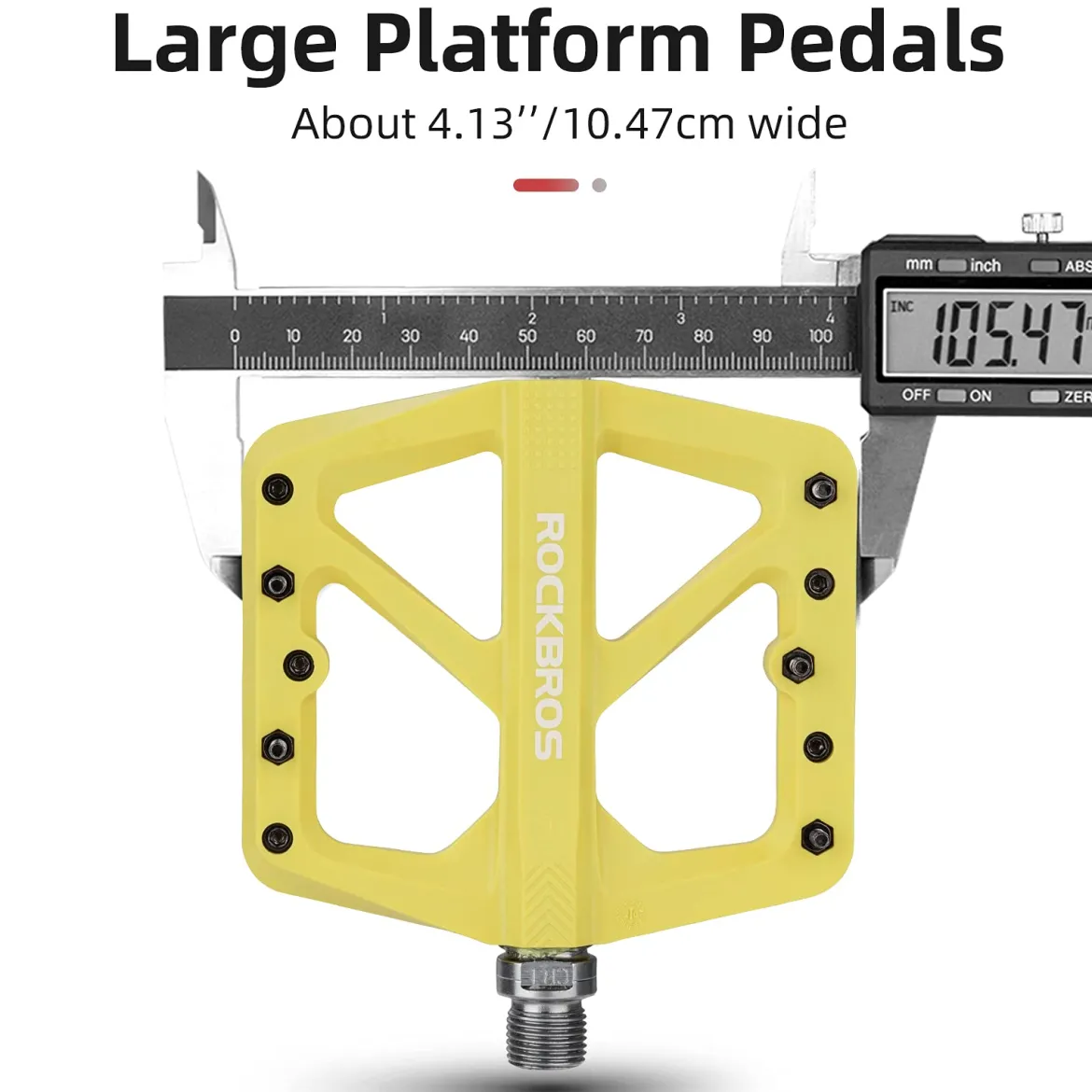 ROCKBROS Mountain Bike Pedals Lightweight Nylon DU Bearing 9/16" MTB Flat Bike Pedals
