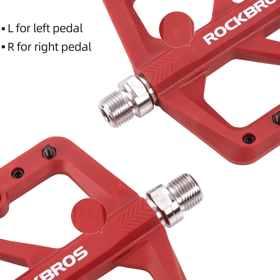 ROCKBROS Mountain Bike Pedals Lightweight Nylon DU Bearing 9/16" MTB Flat Bike Pedals