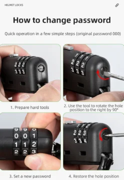 ROCKBROS 1.5M Portable Bicycle Cable Lock - Combination Helmet Lock