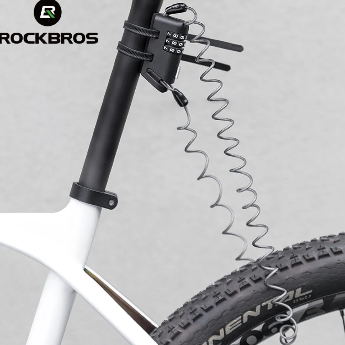 ROCKBROS 1.5M Portable Bicycle Cable Lock - Combination Helmet Lock