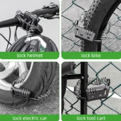 ROCKBROS 1.5M Portable Bicycle Cable Lock - Combination Helmet Lock