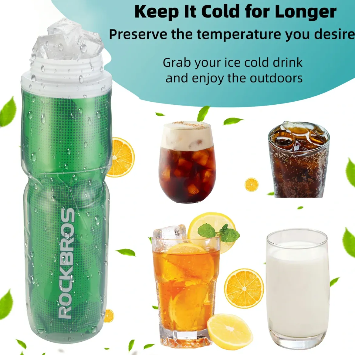 ROCKBROS 24OZ Insulated Bike Water Bottle