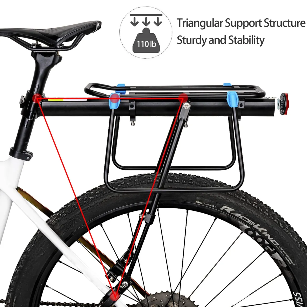 ROCKBROS Quick Release Rear Bike Rack, Aluminum Alloy Cargo Rack for Mountain Bikes