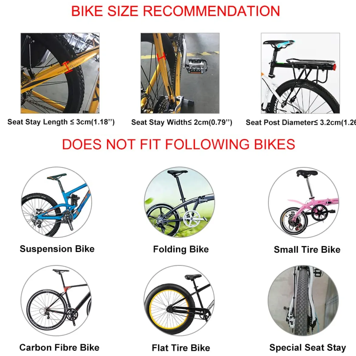 ROCKBROS Quick Release Rear Bike Rack, Aluminum Alloy Cargo Rack for Mountain Bikes