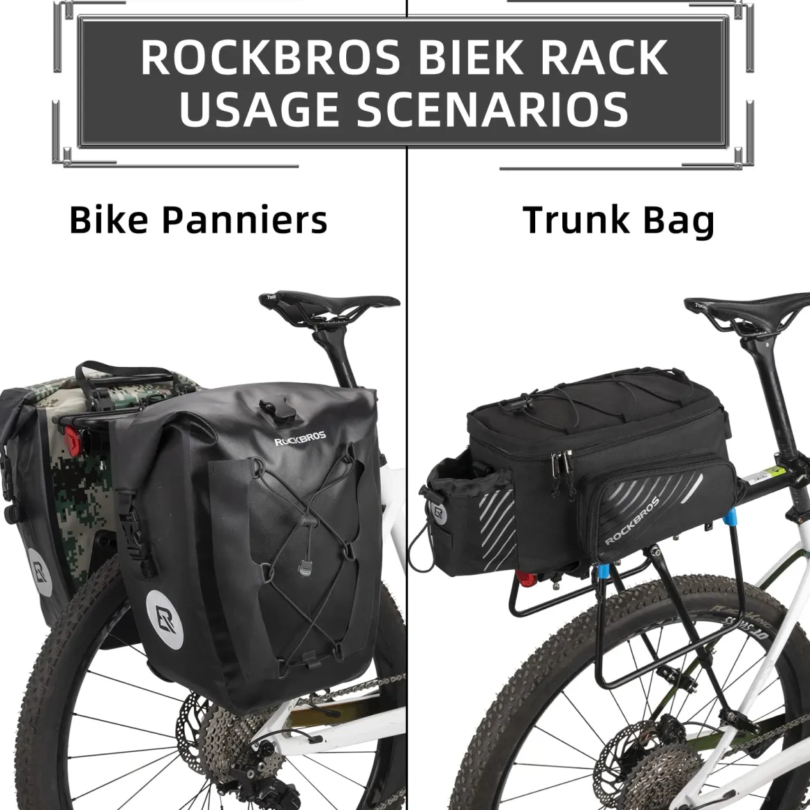 ROCKBROS Quick Release Rear Bike Rack, Aluminum Alloy Cargo Rack for Mountain Bikes