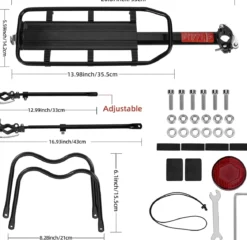 ROCKBROS Rear Bike Bicycle Cargo Rack Aluminum Alloy 115 lbs Capacity Black
