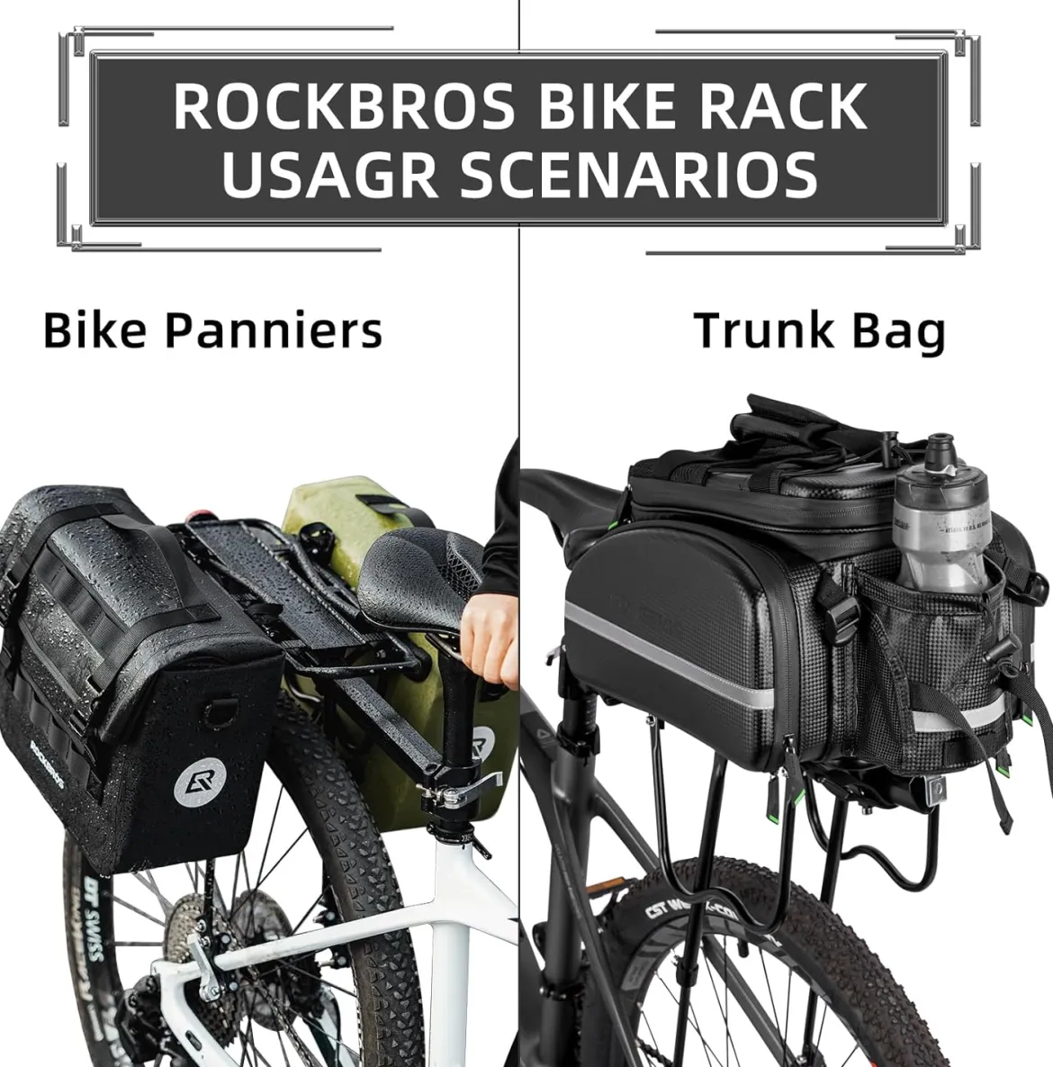 ROCKBROS Rear Bike Bicycle Cargo Rack Aluminum Alloy 115 lbs Capacity Black