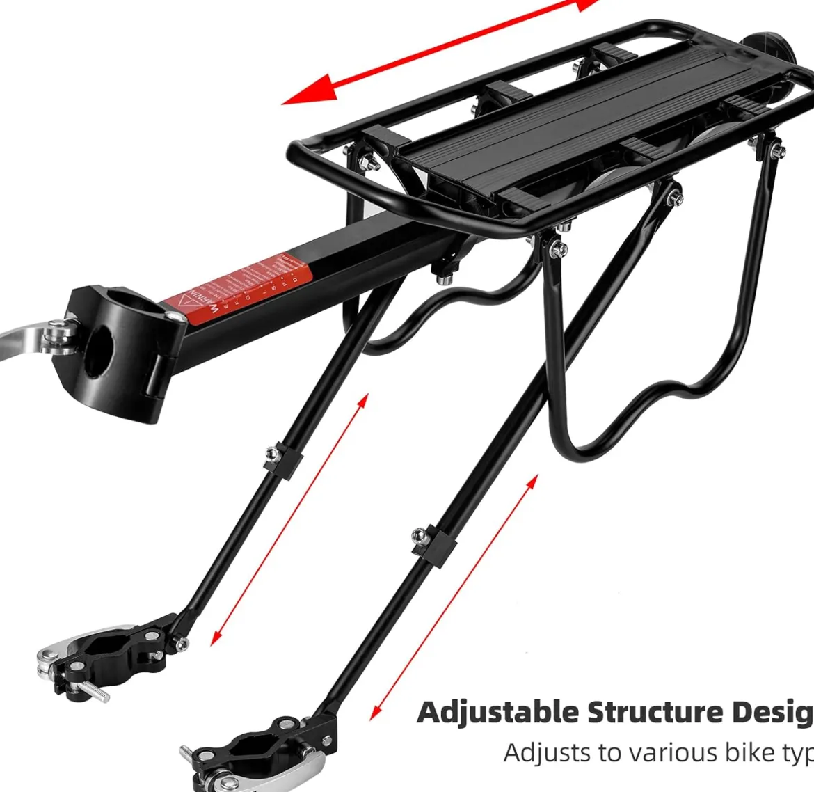 ROCKBROS Rear Bike Bicycle Cargo Rack Aluminum Alloy 115 lbs Capacity Black