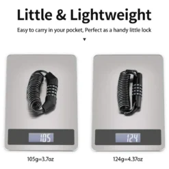 ROCKBROS Retractable Luggage Helmet Lock 4 Digit Little Black, 2Pcs