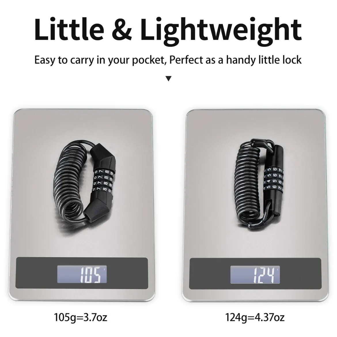ROCKBROS Retractable Luggage Helmet Lock 4 Digit Little Black, 2Pcs