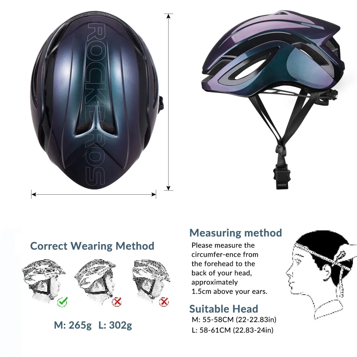 ROCKBROS Road Aero Bike Helmet for Adults TT Triathlon Helmet for Cycling