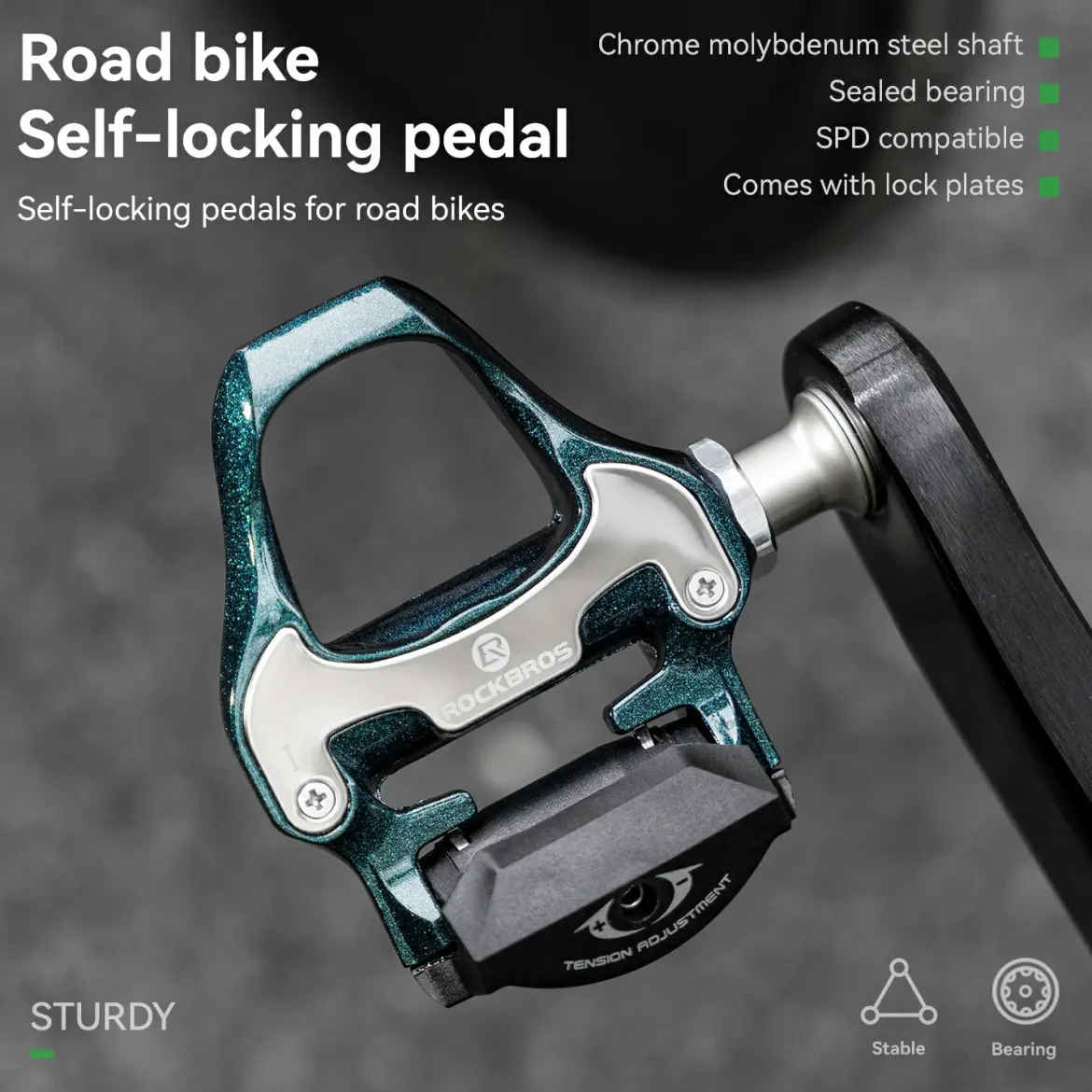 ROCKBROS Road MTB Lightweight Clipless Bicycle Pedals with Cleats Set Compatible with SPD-SL System