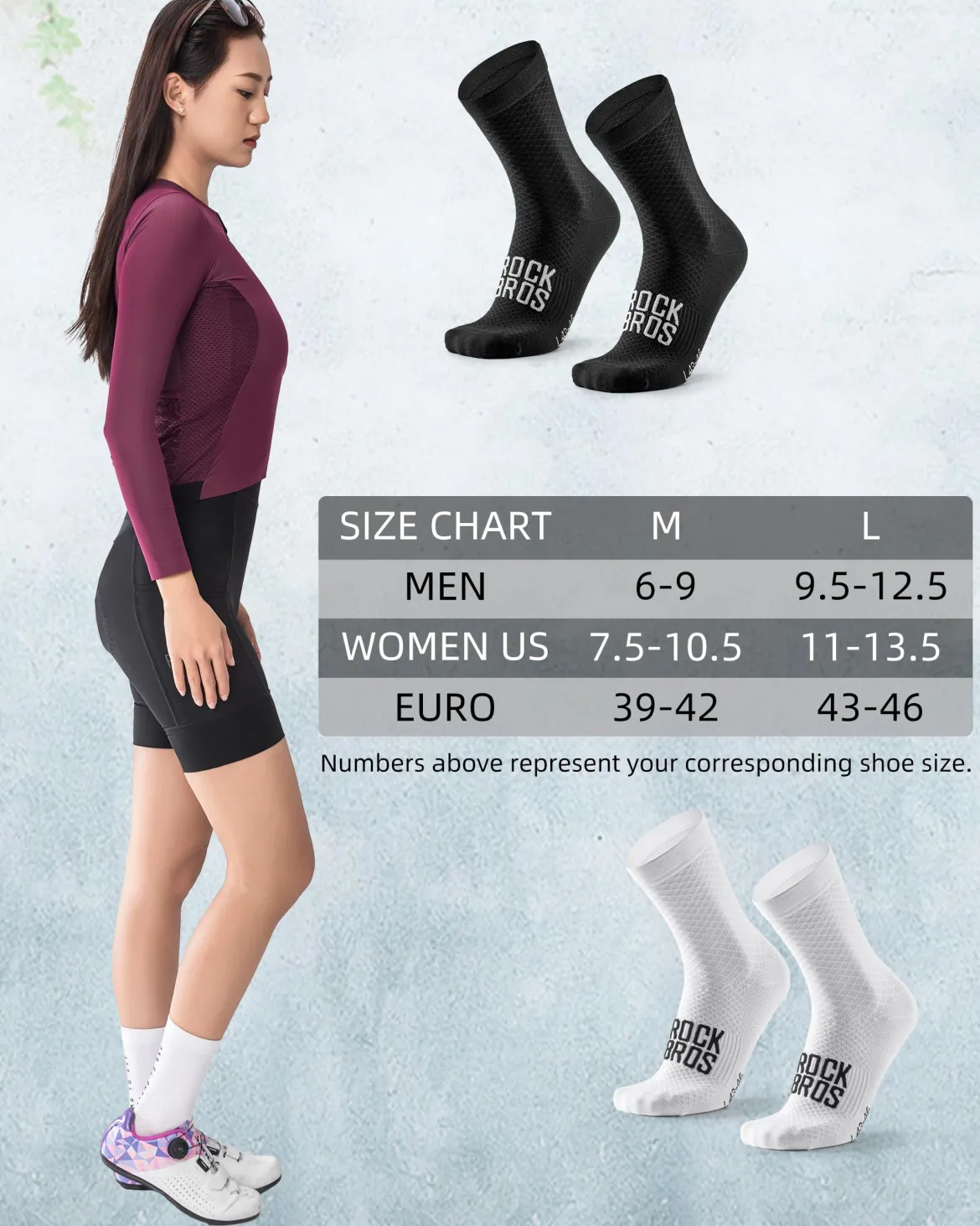 ROCKBROS Road to Sky Cycling Wicking Bike Socks for Men Women