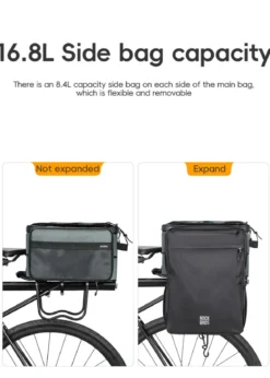 ROCKBROS Road to Sky Foldable Trunk Bag – 16.8L Expandable Bike Rack Bag