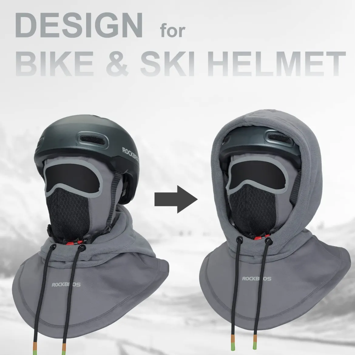 ROCKBROS Ski Balaclava Thermal Fleece Balaclava for Cold Weather Winter Men
