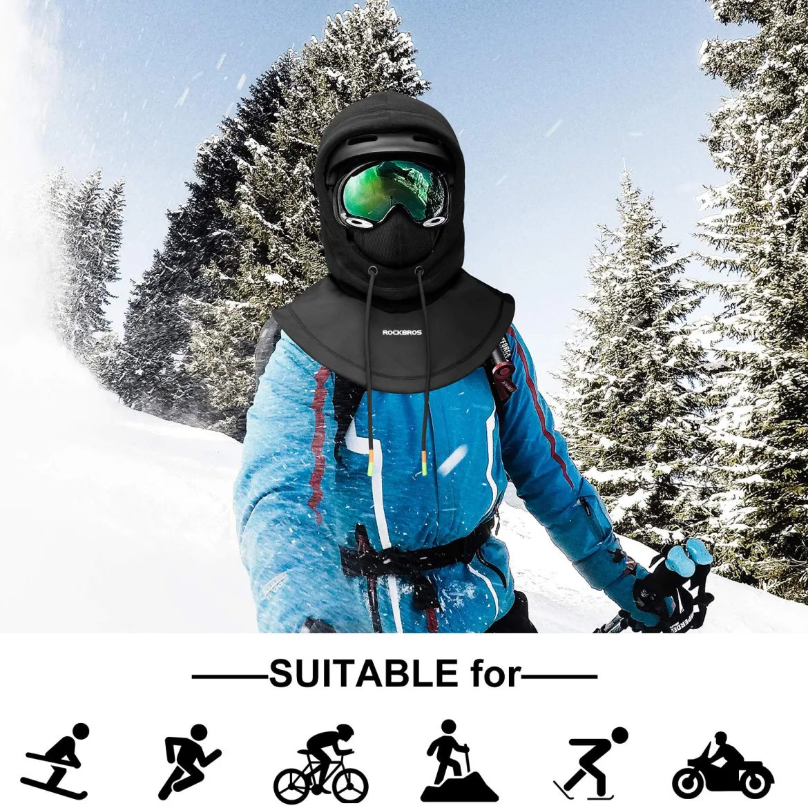 ROCKBROS Ski Balaclava Thermal Fleece Balaclava for Cold Weather Winter Men
