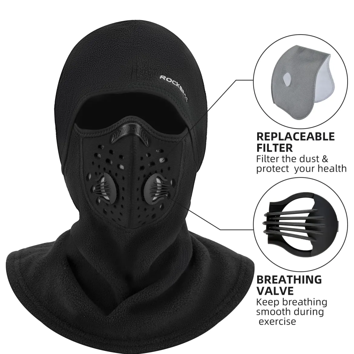ROCKBROS Ski Mask Balaclava Winter Mask for Men Baclava Cold Weather Thermal
