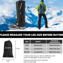 ROCKBROS Snow Boot Leg Gaiters, Waterproof Hiking Gaiters for Winter Sports and Snow Shoes