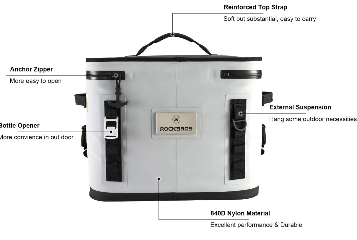 ROCKBROS Soft Cooler 30 Can Insulated Leak Proof Soft Pack