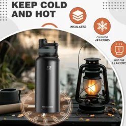 ROCKBROS Stainless Steel Insulated Water Bottle with Straw