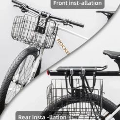 ROCKBROS Sturdy Folding Bike Basket Easy Install for Scooter, Mountain Bike Beach Cruiser