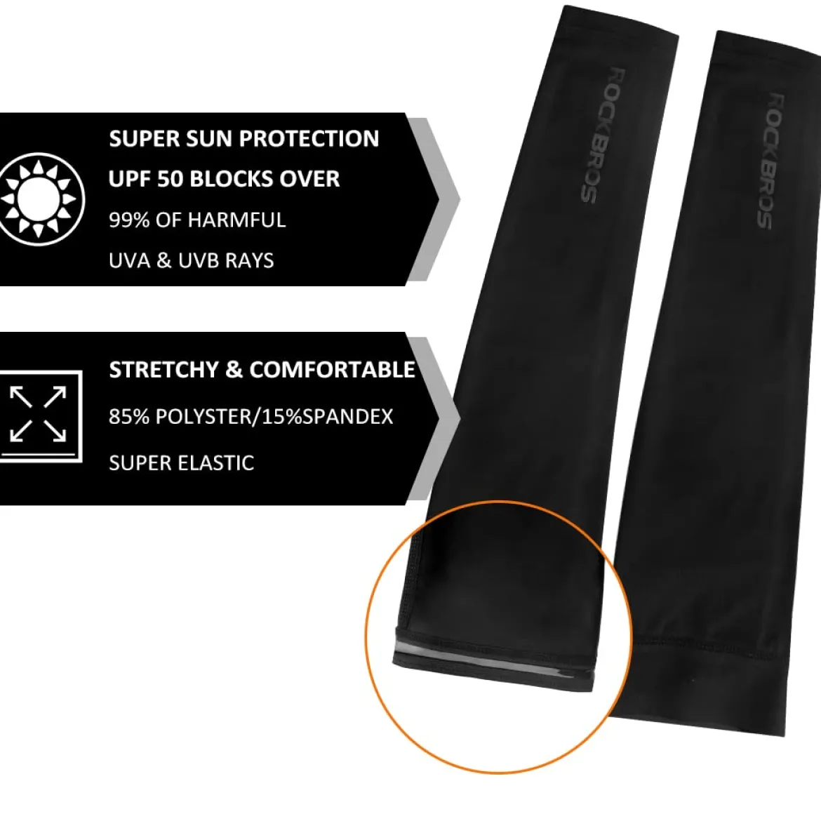 ROCKBROS Sun Protection Arm Sleeves Cooling for Running Golf Fishing Cycling
