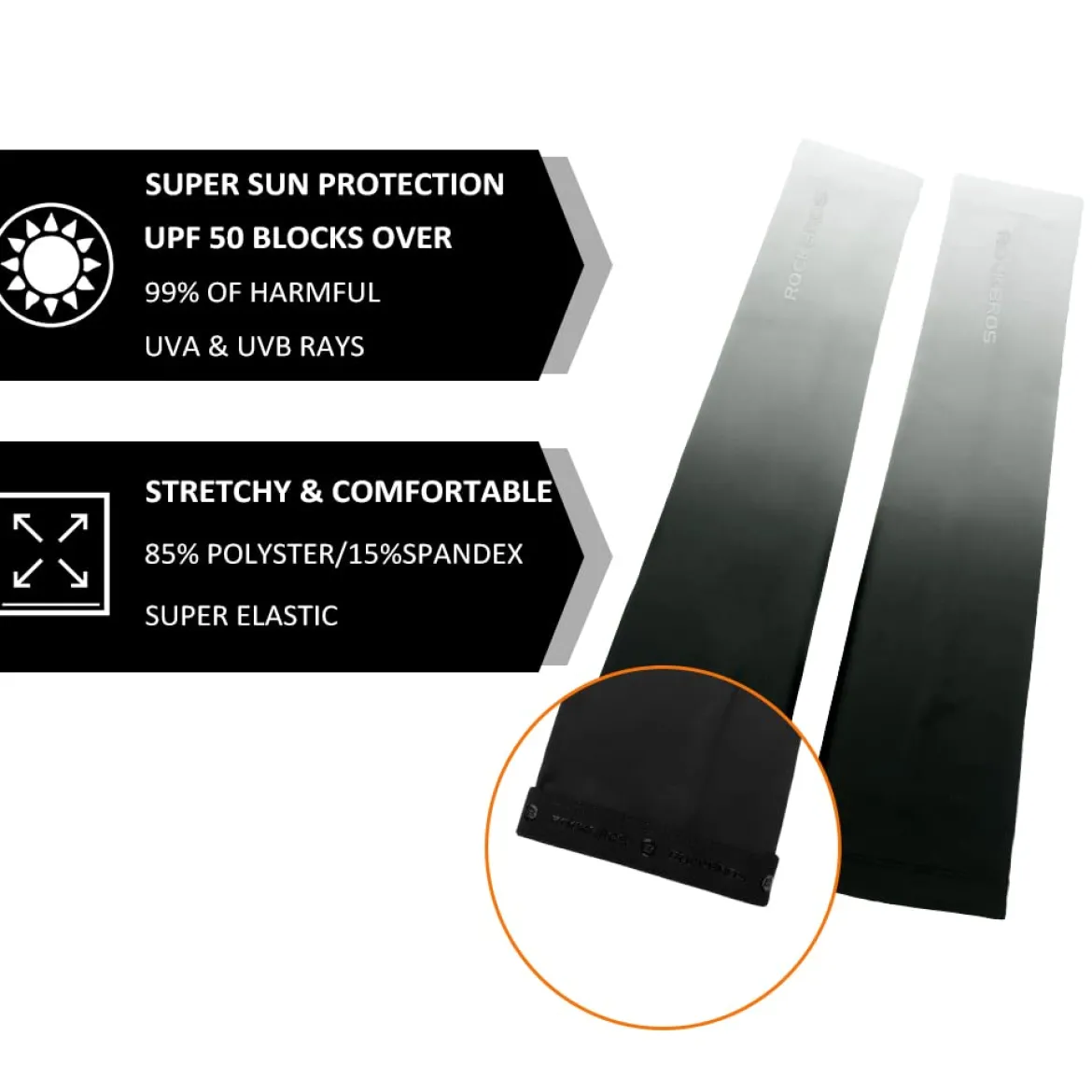 ROCKBROS Sun Protection Arm Sleeves Cooling for Running Golf Fishing Cycling