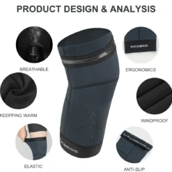 ROCKBROS Thermal Knee Warmer Men Anti-Slip Knee Brace Sleeves for Winter Cycling Basketball