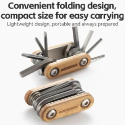 ROCKBROS Titanium-Plated 8-in-1 Wood Handle Multi-function Tool