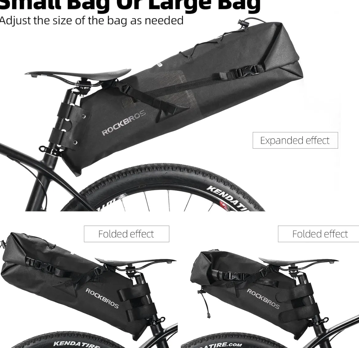 ROCKBROS Waterproof Bikepacking Saddle Bag 14L Adjustable Capacity Easy Install